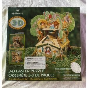 NEW Hallmark 3-D Easter Puzzle Tree House Farm Squirrels Bunny Chicks 50+ pieces